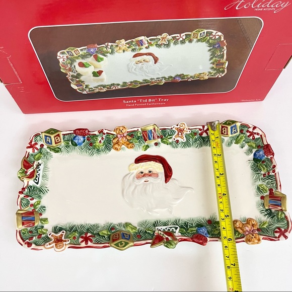 Holiday Home Accents Santa “Tid Bit” Tray Hand Painted Earthenware - Picture 3 of 7